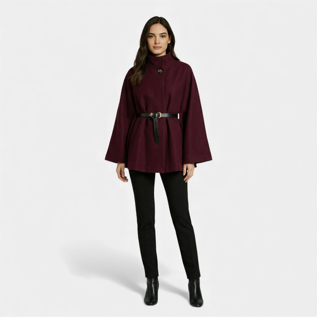 Belted Cape Coat for Women
