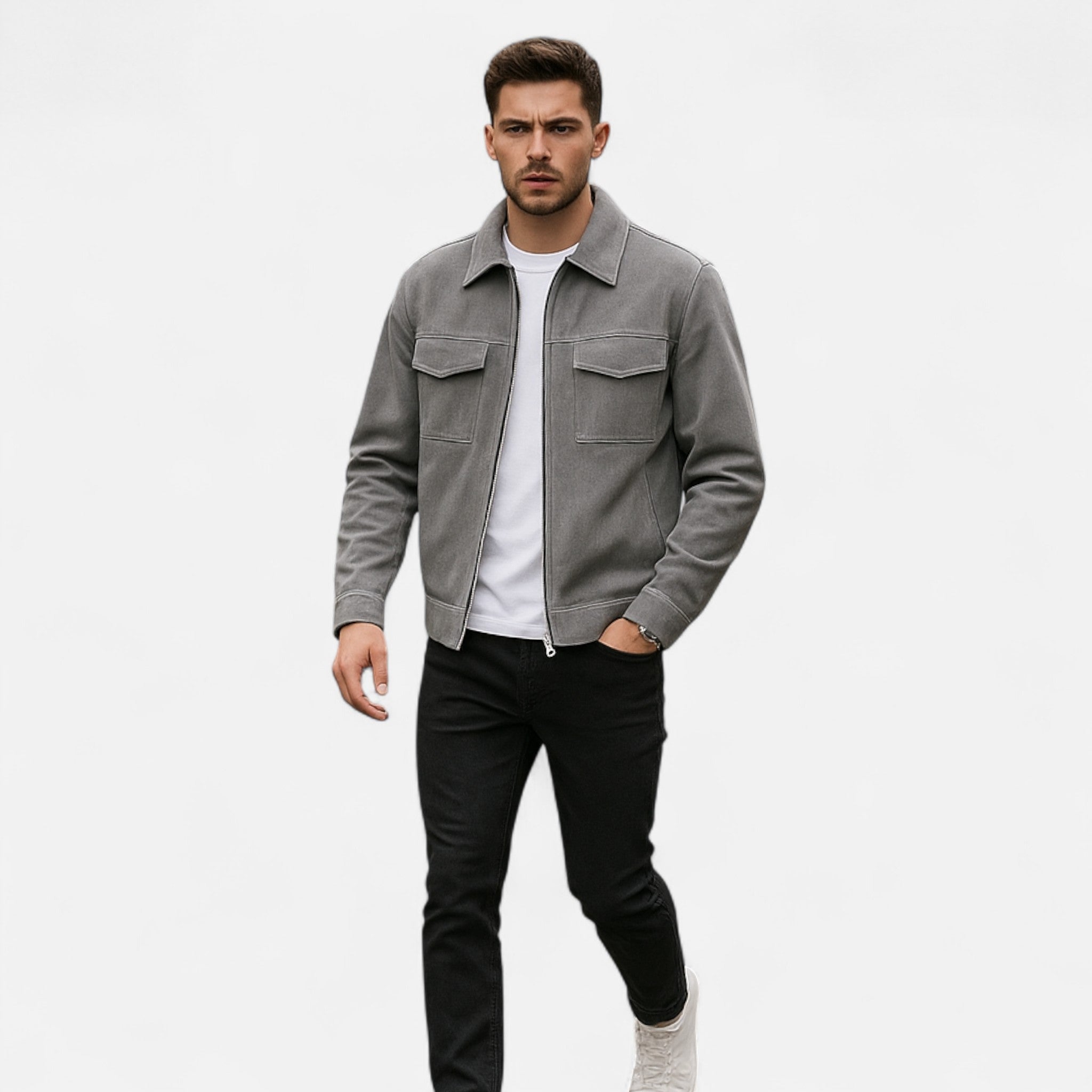 Men’s Loose-Fit Suede Jacket