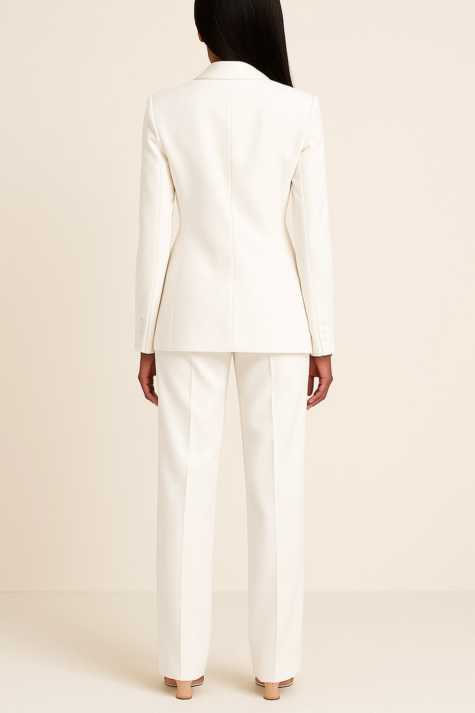 Chic formell kostymuppsättning med skräddarsydd lång kavaj