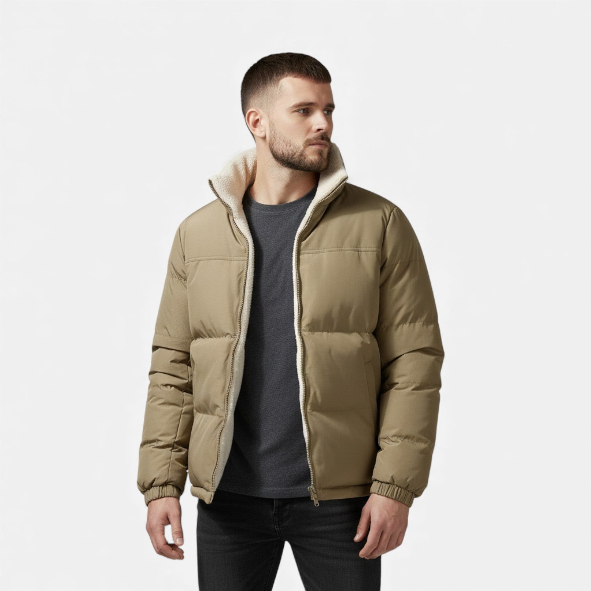 Men’s Plush-Lined Thick Winter Puffer Jacket