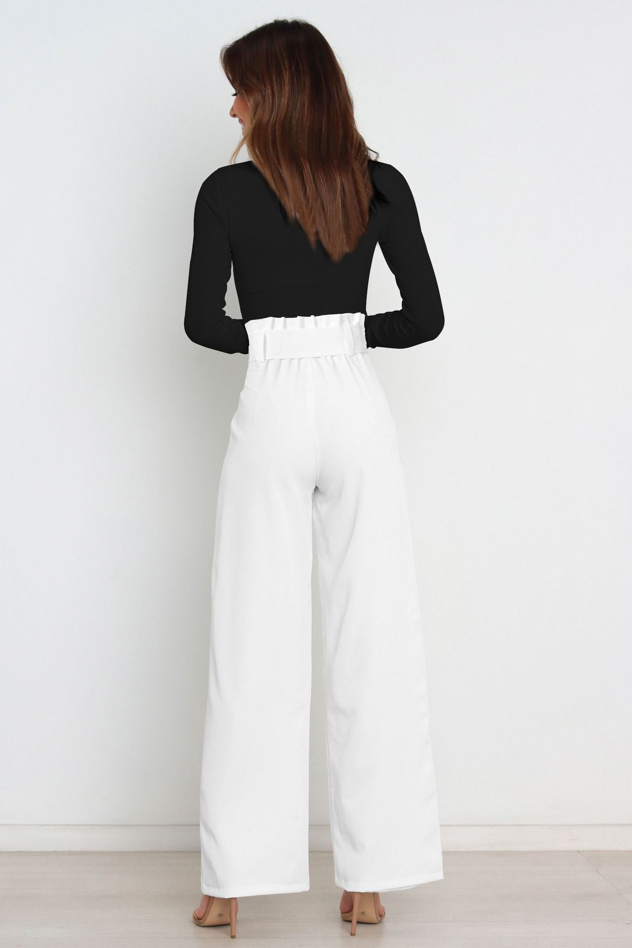 High-Waisted Women’s Pants with Tie Belt