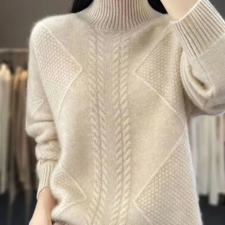 Fleece Lined Thickened Half High Collar Sweater