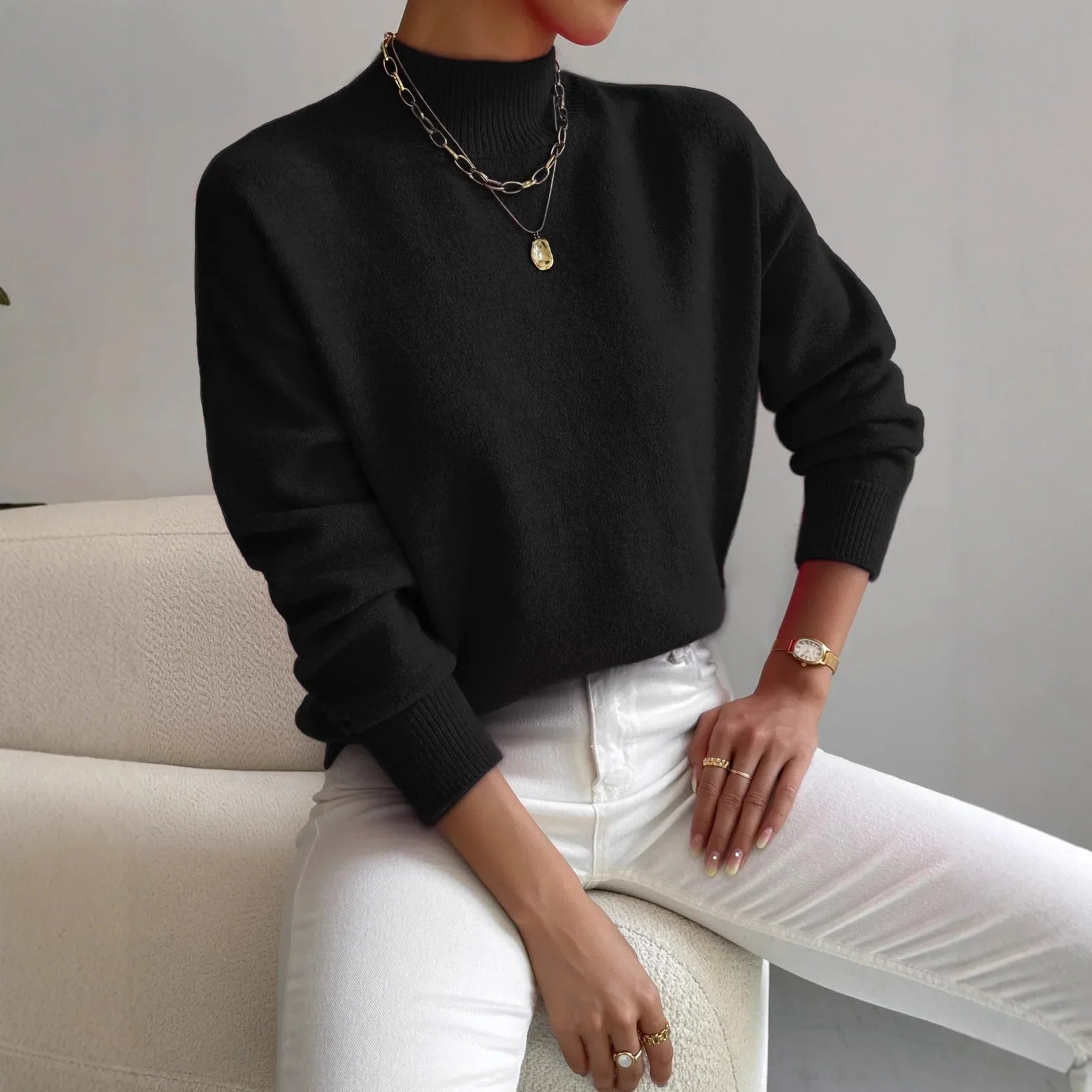 Loose Knitted Long Sleeve Pullover Sweater