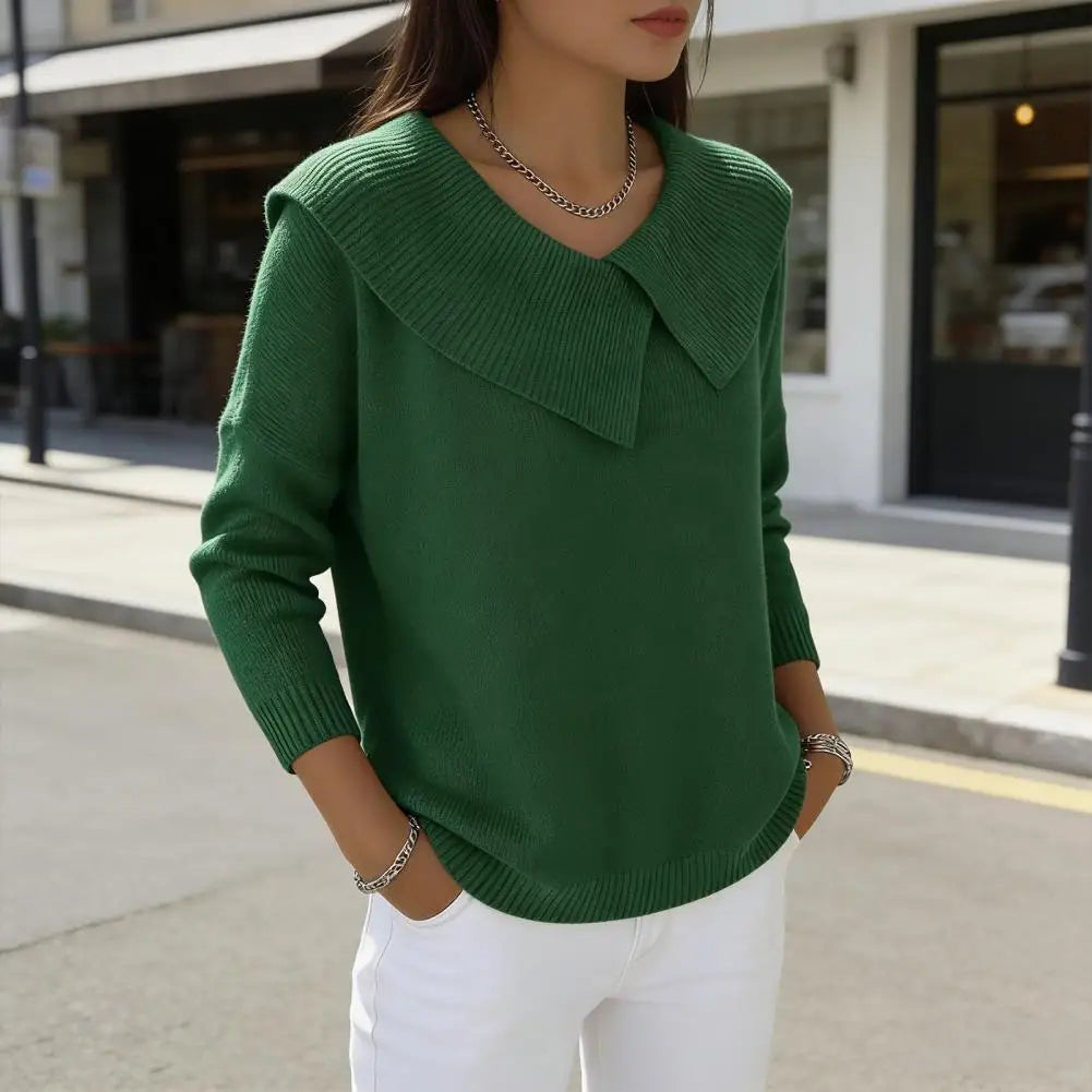 Knitting Tops Large Lapel Long Sleeve