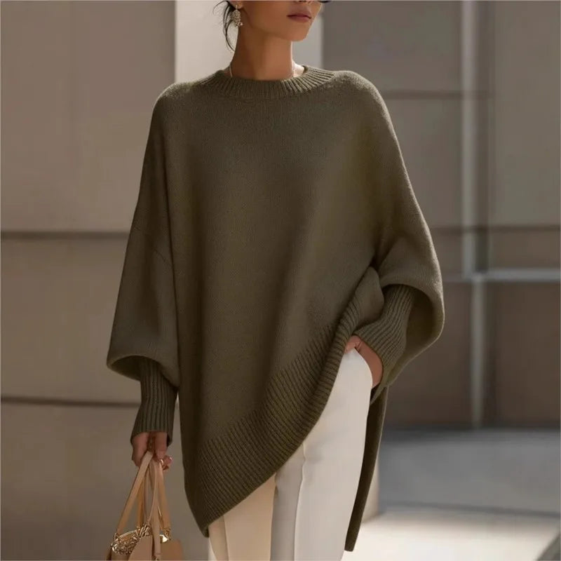 Asymmetric Batwing Knit Sweater