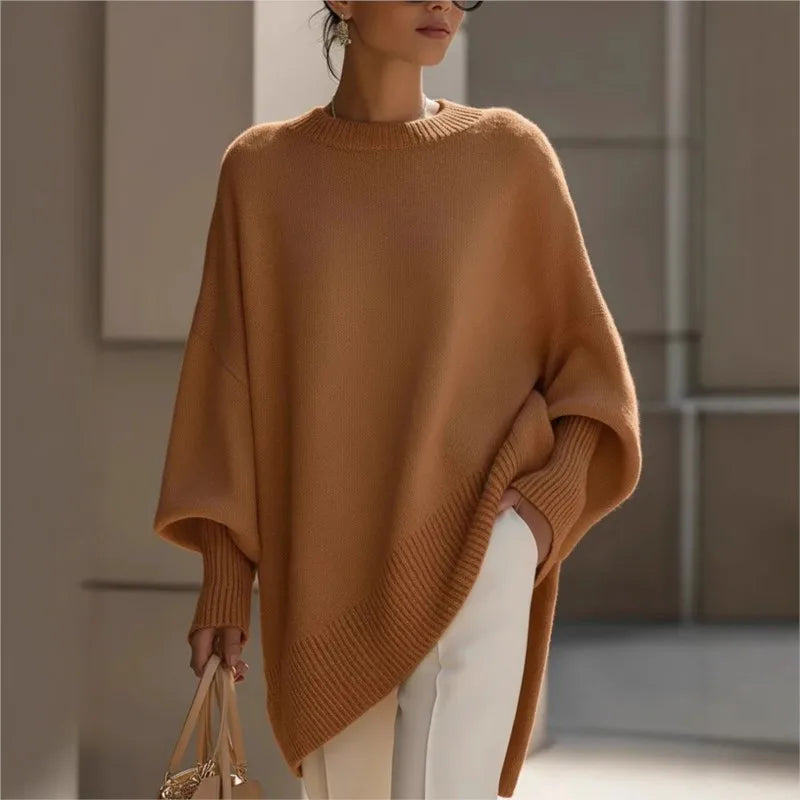 Asymmetric Batwing Knit Sweater
