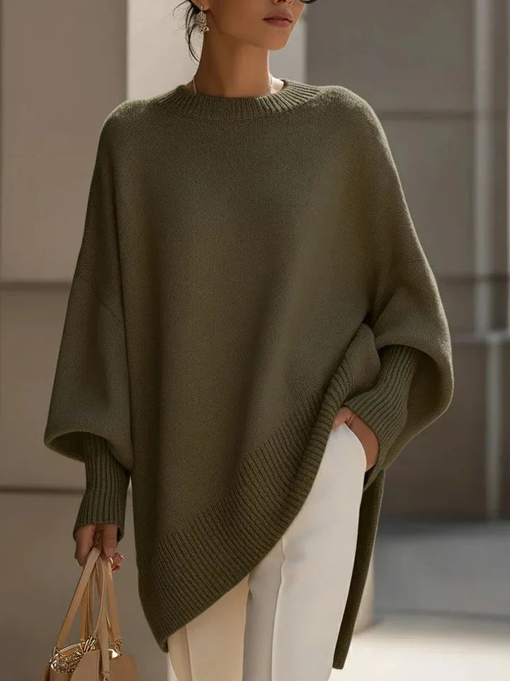 Asymmetric Batwing Knit Sweater