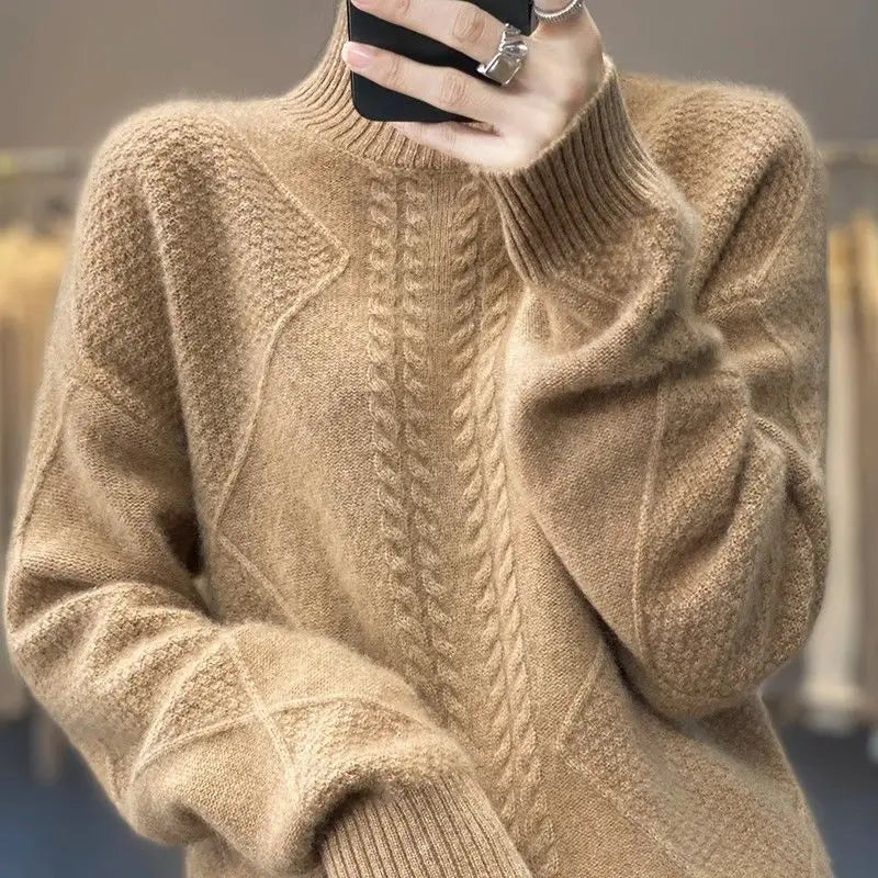 Fleece Lined Thickened Half High Collar Sweater