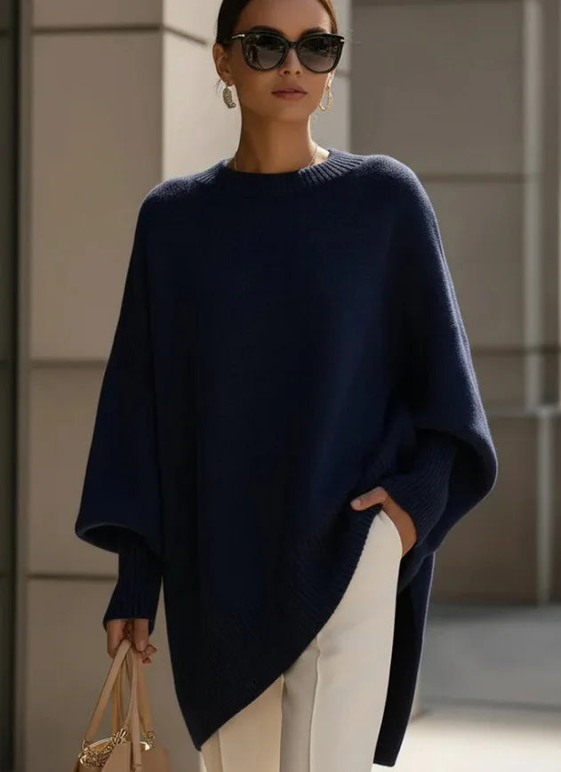 Asymmetric Batwing Knit Sweater
