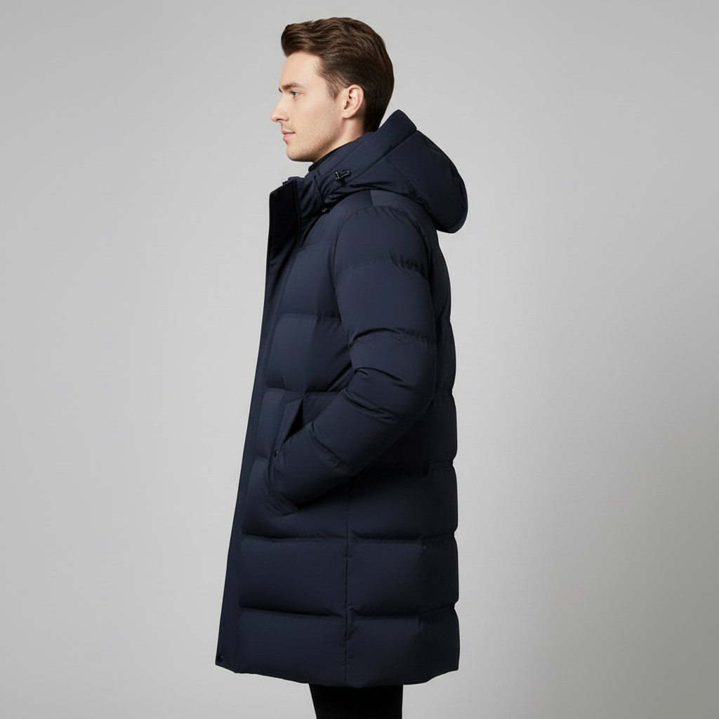 Men's Navy Long Puffer Parka