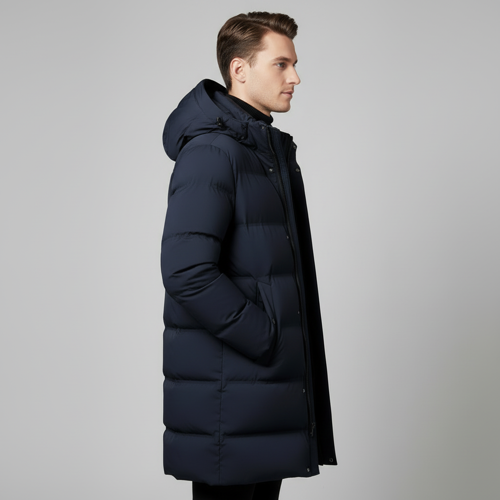 Men's Navy Long Puffer Parka