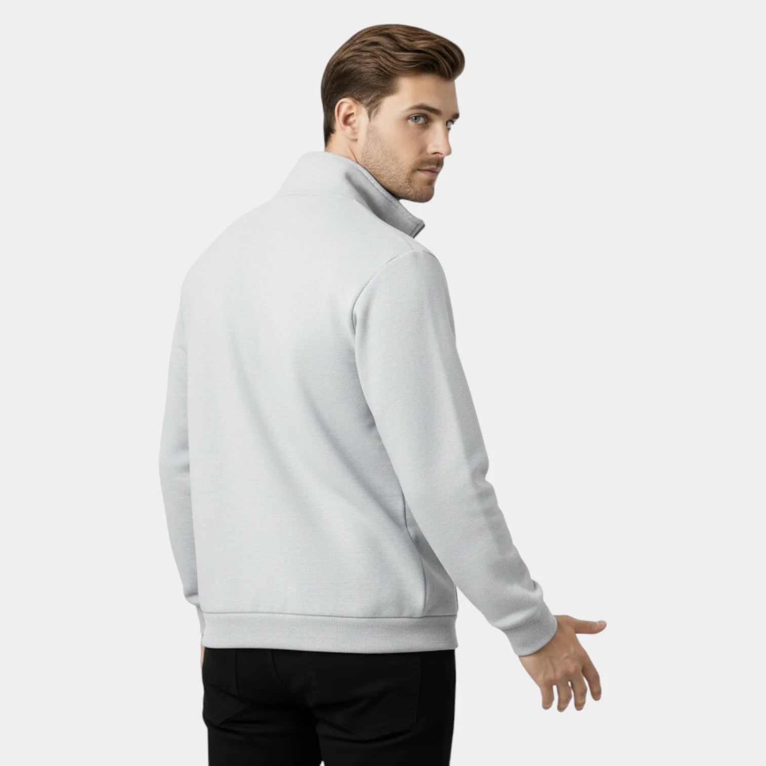 Men’s Casual Zip-Up Sweat Jacket – Stand Collar