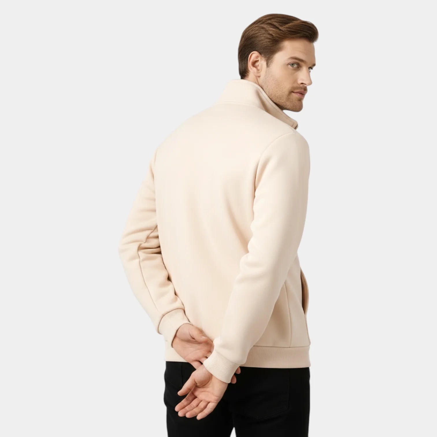 Men’s Casual Zip-Up Sweat Jacket – Stand Collar