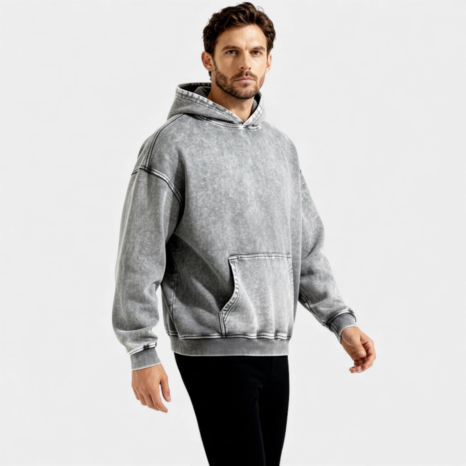 Men's Washed Hoodie – Vintage Finish, Relaxed Fit