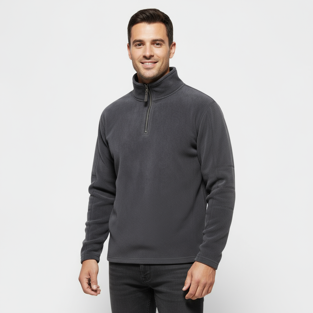 Men’s Fleece Half-Zip Sweater – Stand Collar Pullover