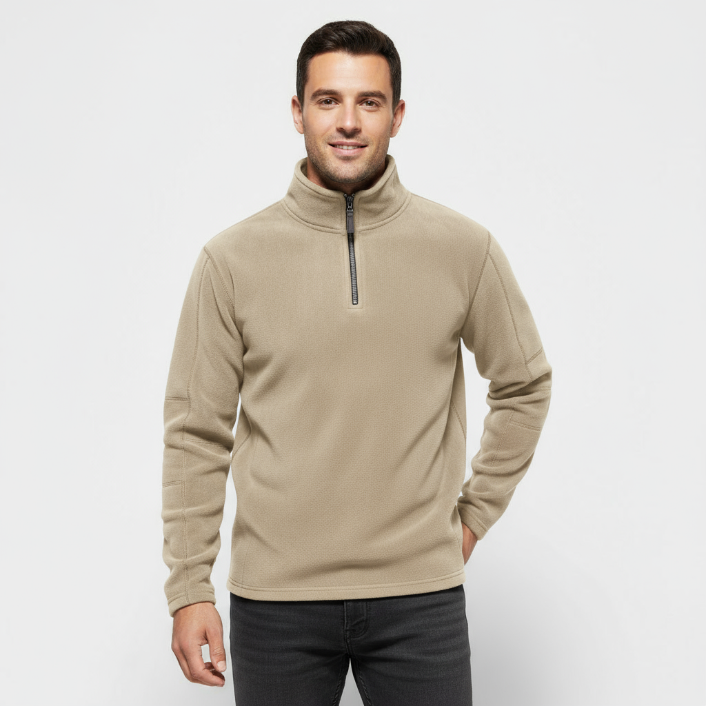 Men’s Fleece Half-Zip Sweater – Stand Collar Pullover