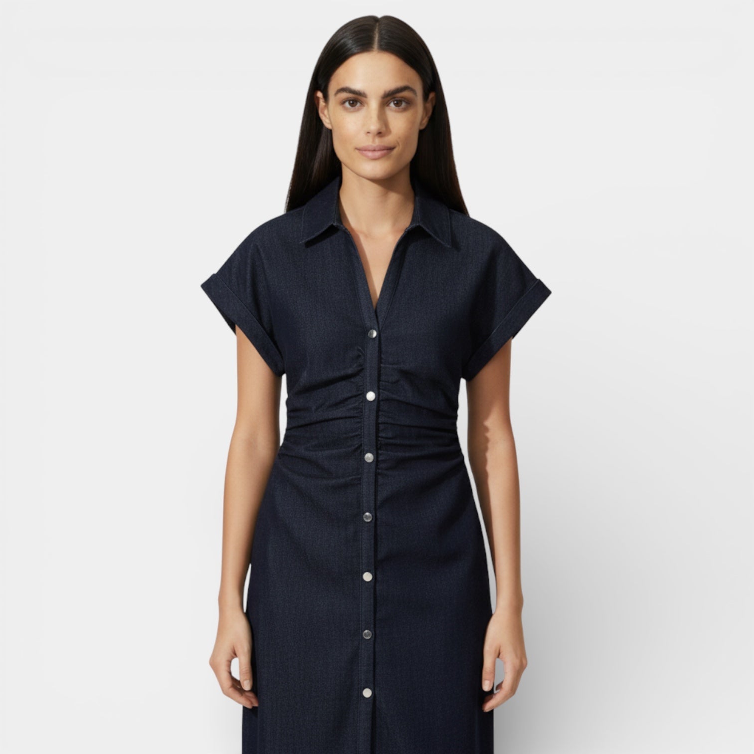 Women’s Button-Front Denim Midi Dress