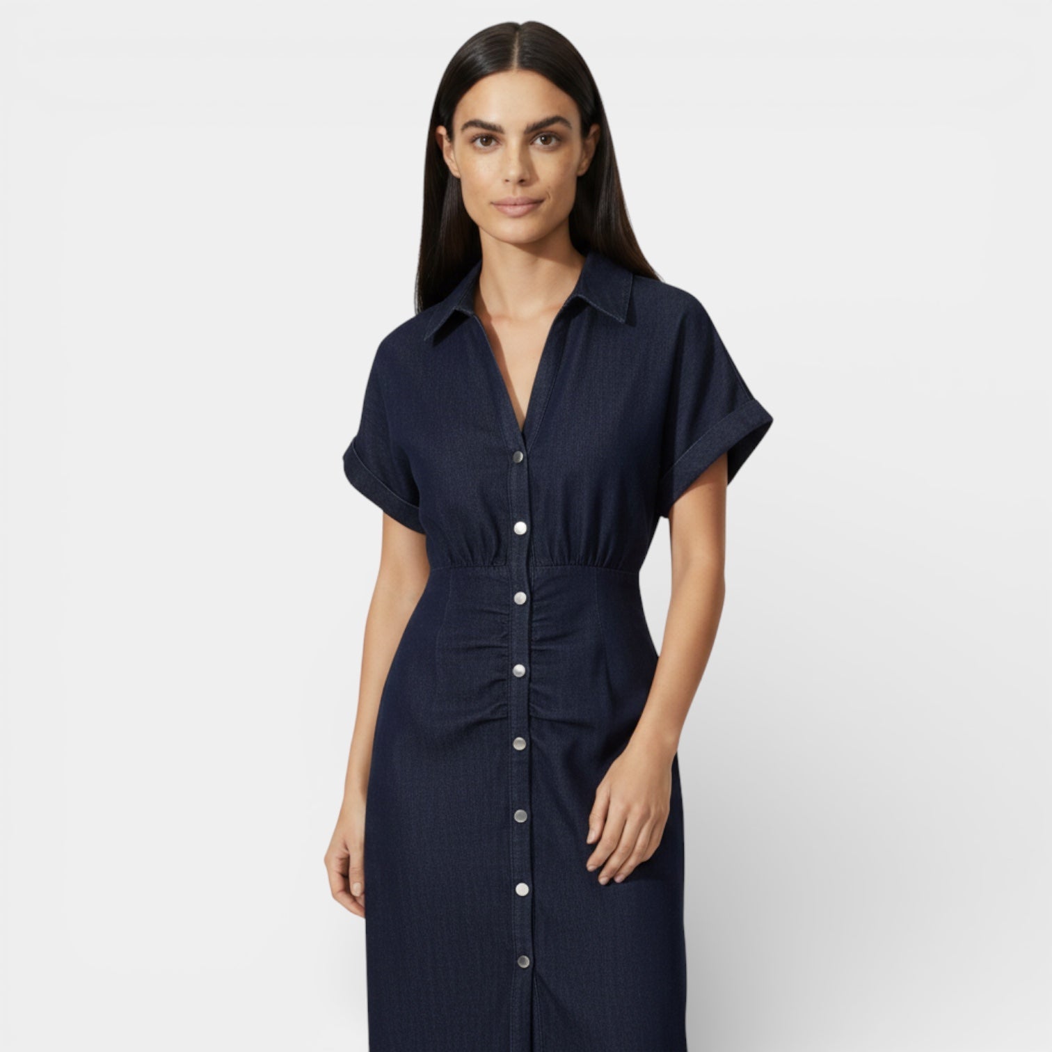 Women’s Button-Front Denim Midi Dress