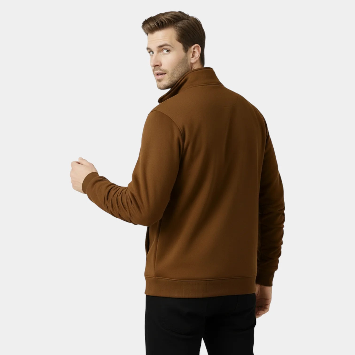 Men’s Casual Zip-Up Sweat Jacket – Stand Collar