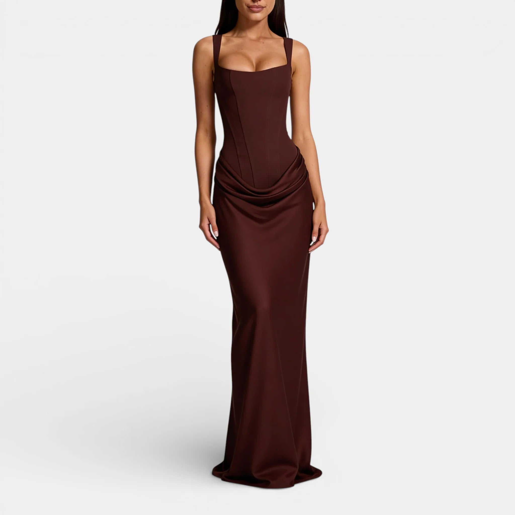 Women’s Pleated Off-Shoulder Maxi Dress - Square Neck