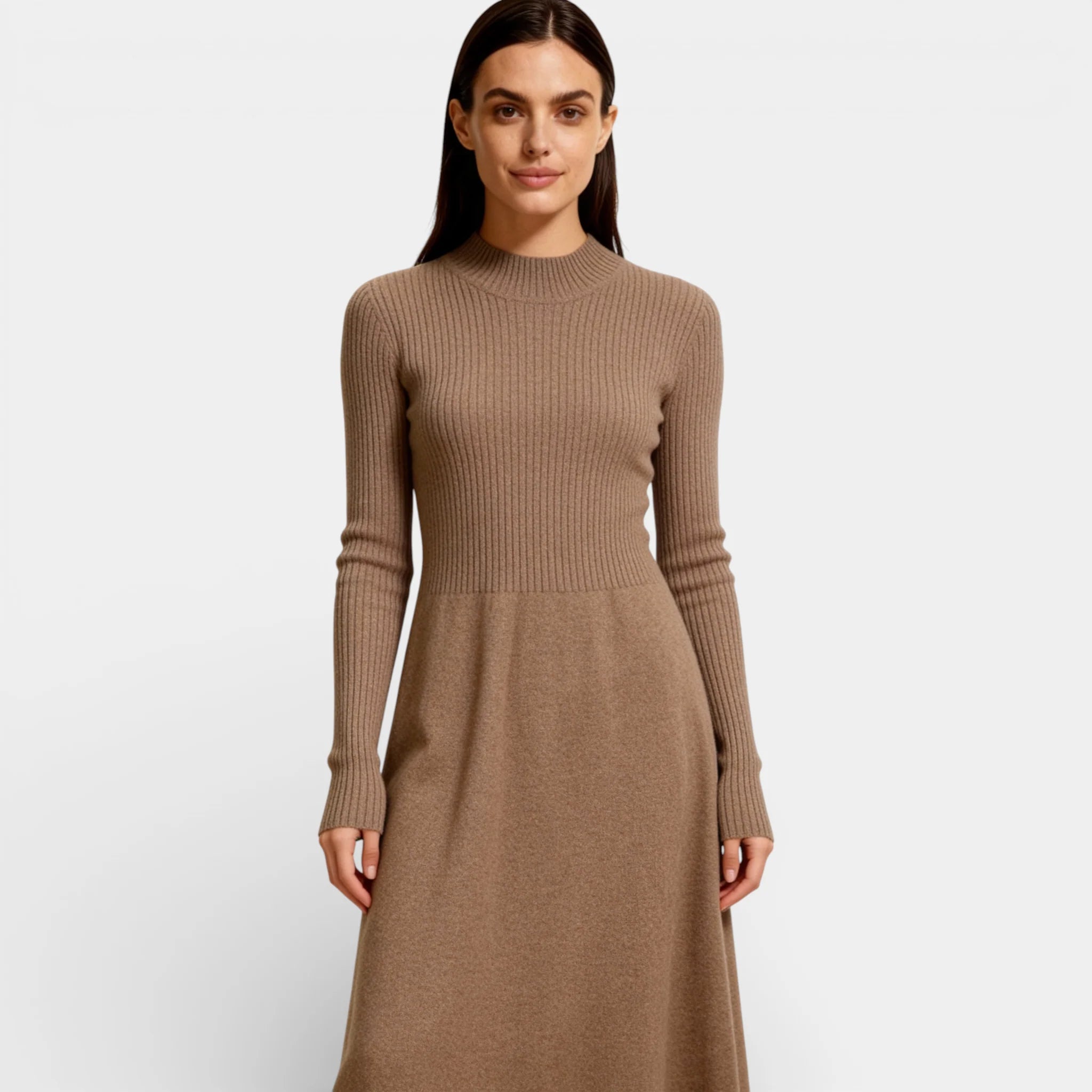 Women’s Cashmere Merino Wool Sweater Dress – Mock Neck
