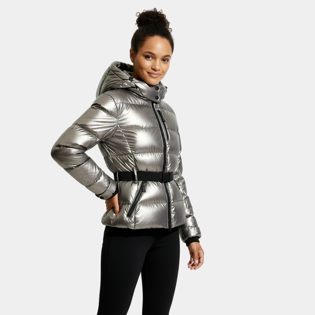 Women's Belted Puffer Jacket - Winter Coat