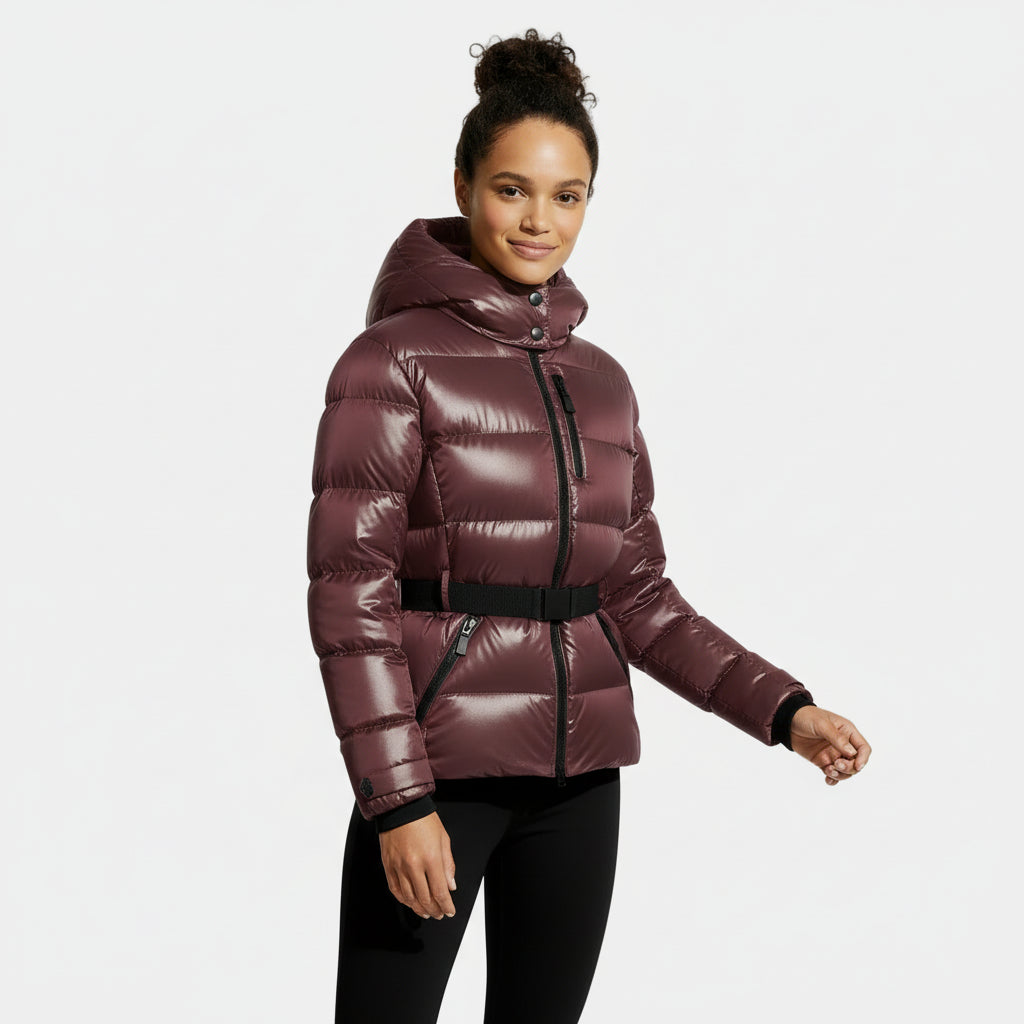 Women's Belted Puffer Jacket - Winter Coat