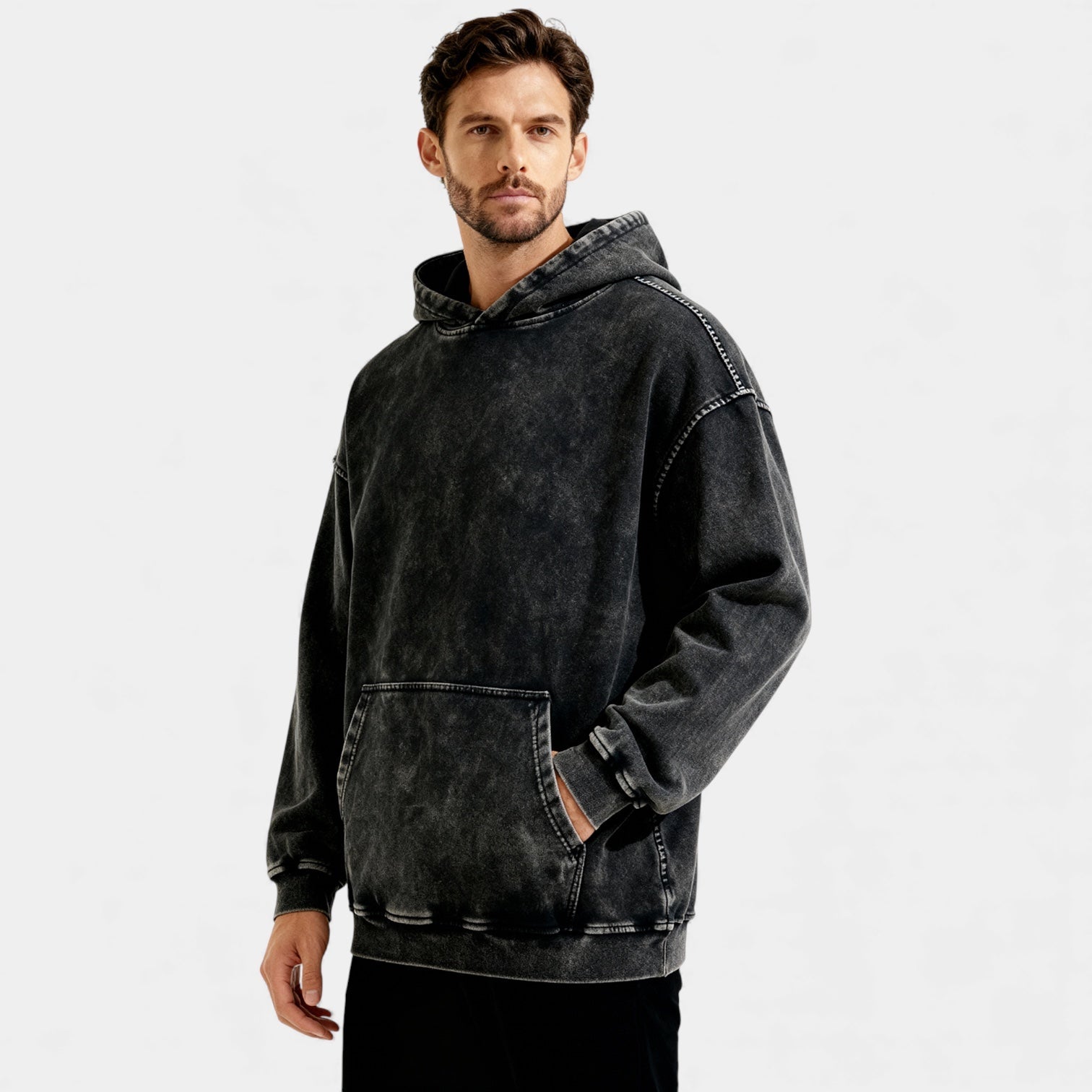 Men's Washed Hoodie – Vintage Finish, Relaxed Fit
