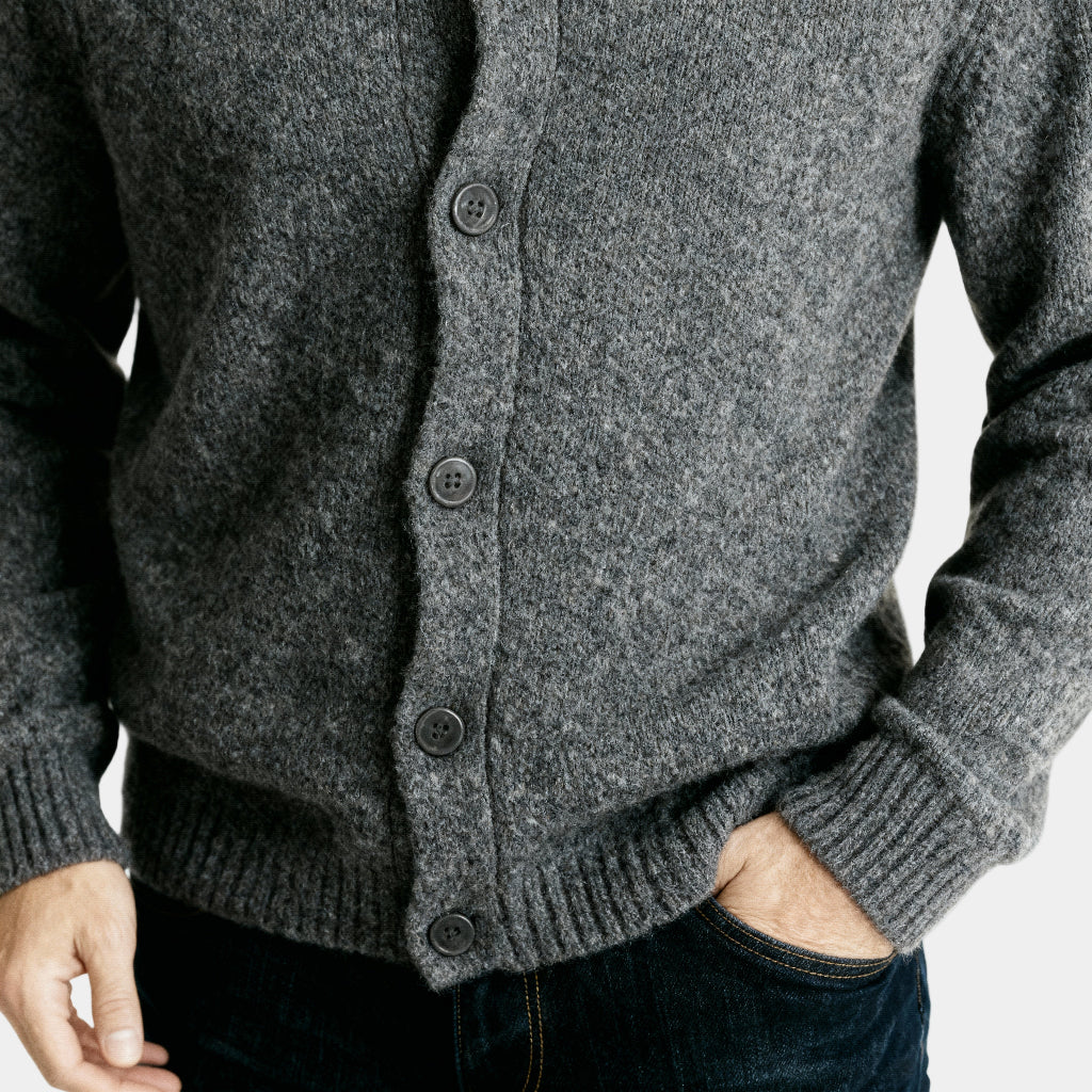 Men’s Classic Heathered Wool-Blend Cardigan