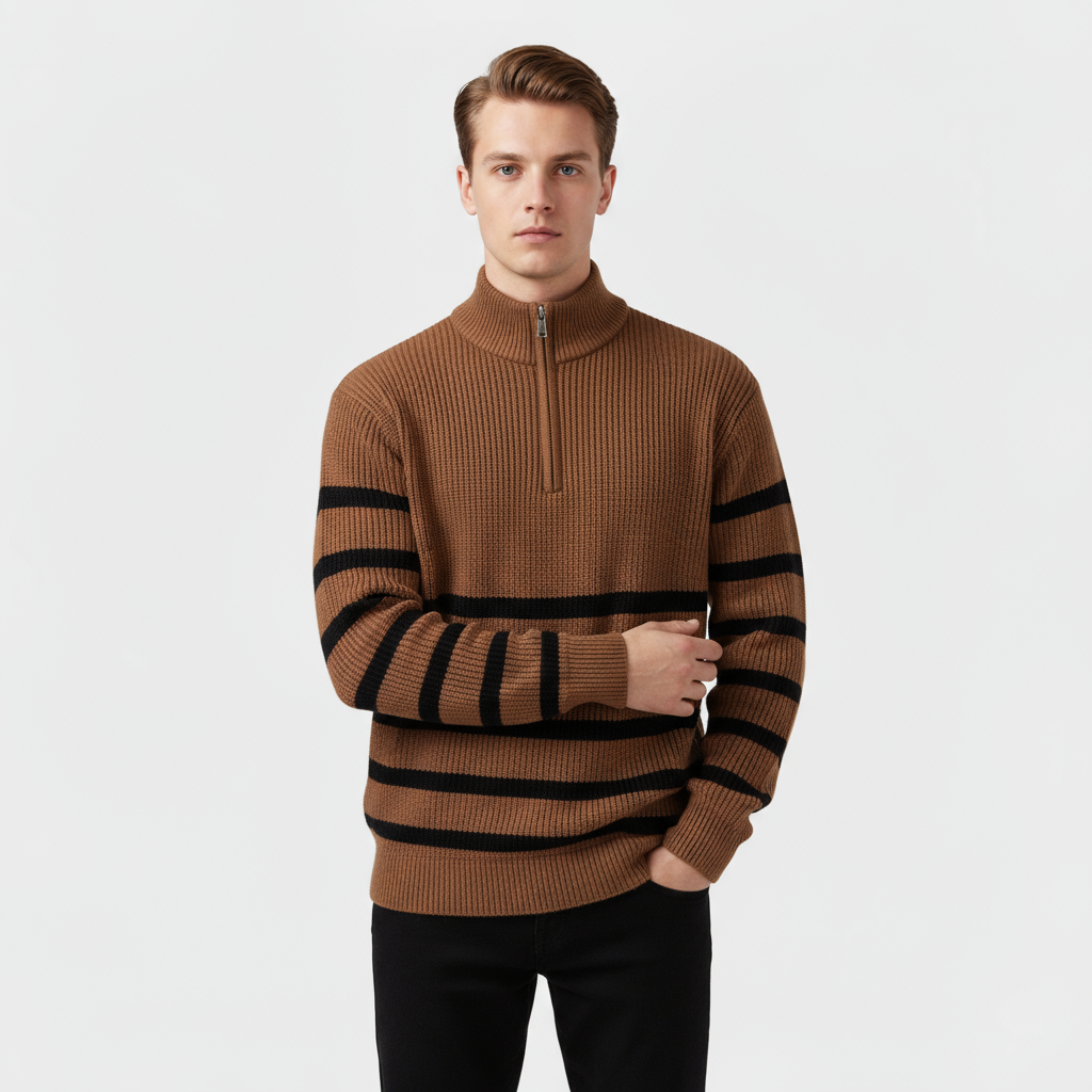 Striped Quarter Zip Sweater