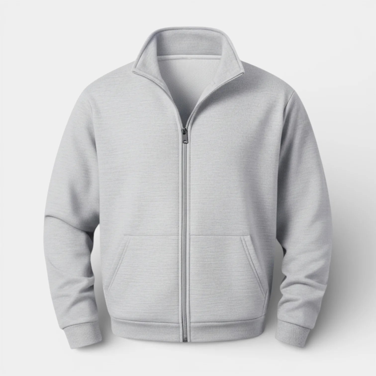 Men’s Casual Zip-Up Sweat Jacket – Stand Collar