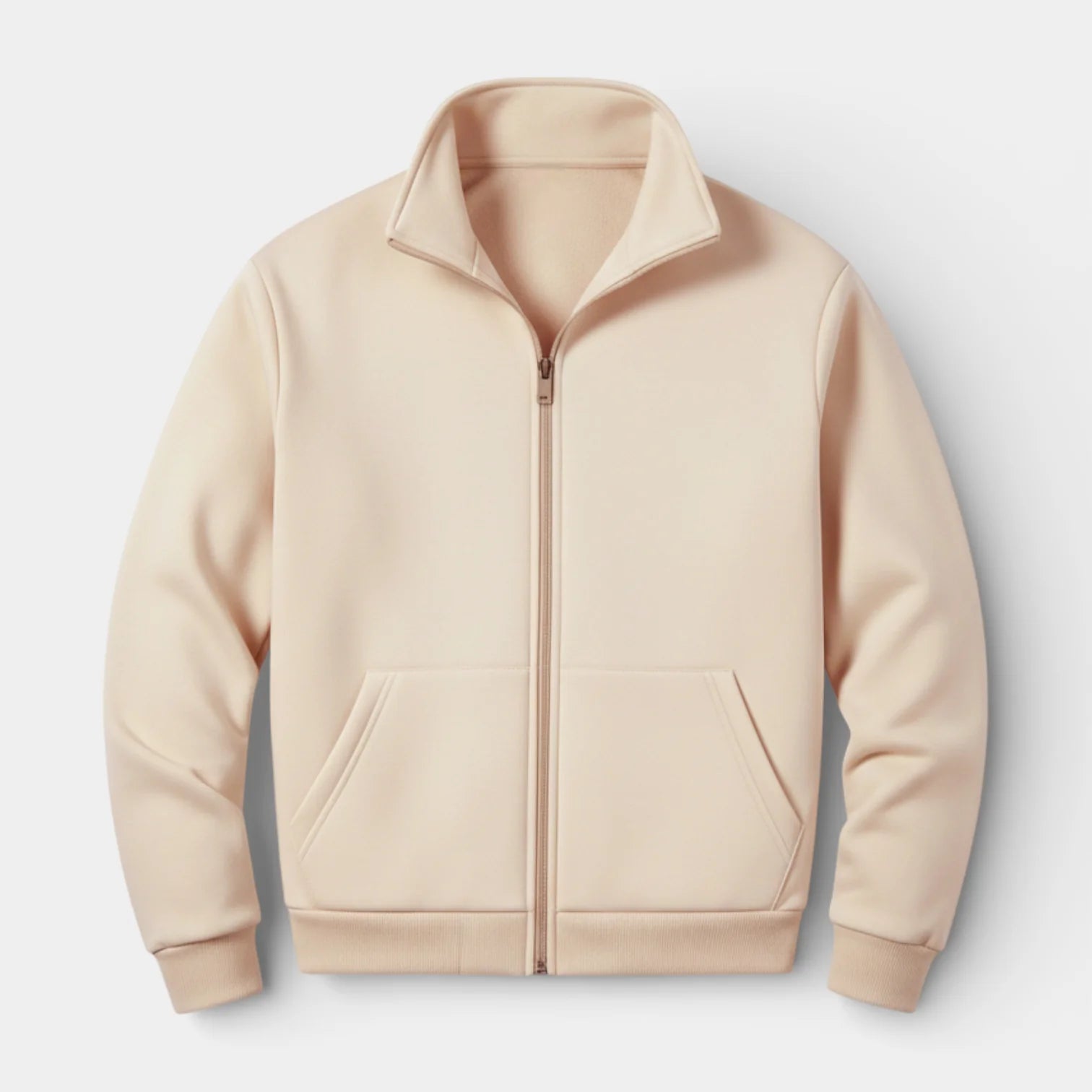 Men’s Casual Zip-Up Sweat Jacket – Stand Collar