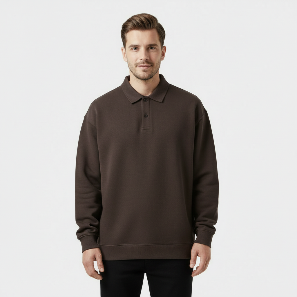 Men's Longsleeve Polo Sweatshirt