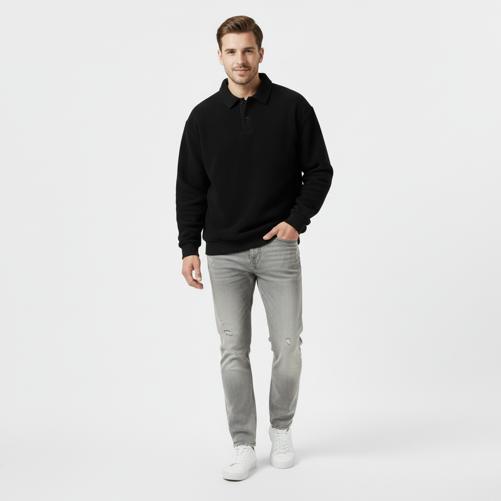 Men's Longsleeve Polo Sweatshirt
